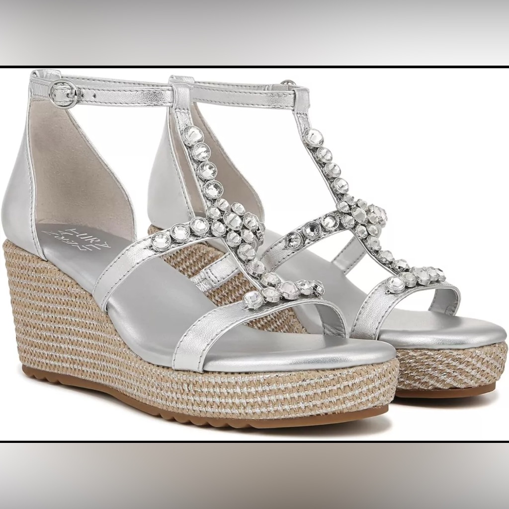 Naturalizer Serena Wedge Sandal 8.5 M Silver New In Box